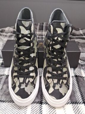 Converse All Star Black and Gray Reflective Camouflage High-Top Sneakers Nwot
